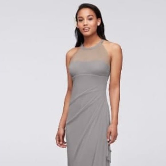 David's Bridal Long Mesh Dress Size 2 - Picture 1 of 7